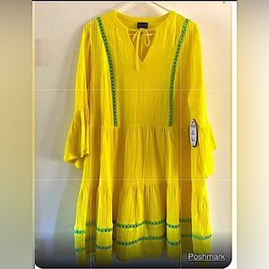 Scoop Women's 3/4 Sleeve Detail Mini Dress-Standard and Plus Size